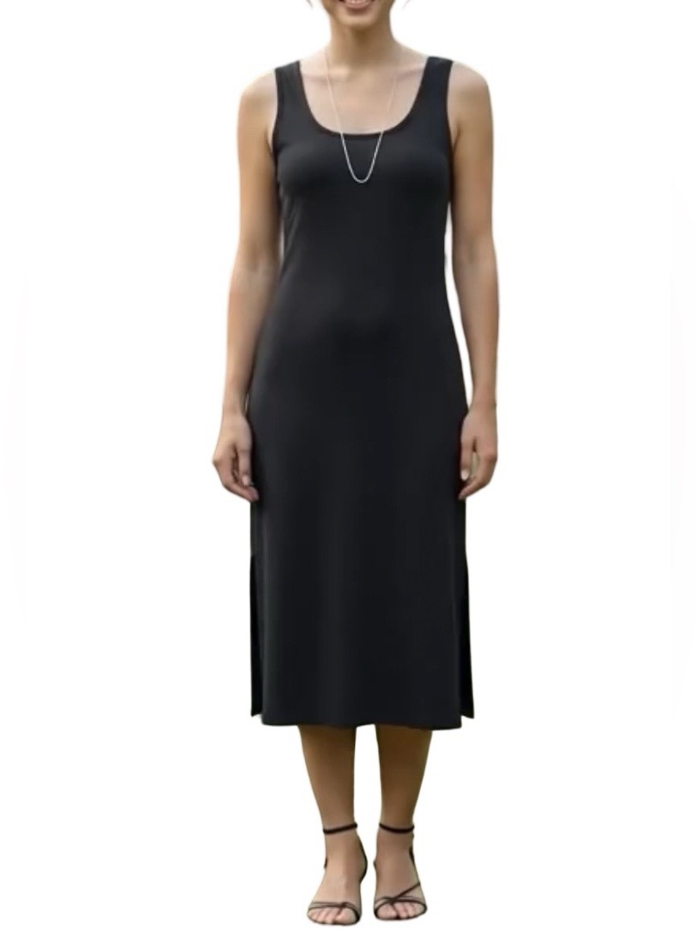 🆕 Jo & Co Jeans Tank Dress Straight Line Side Slit Minimalist Staple Black M/L